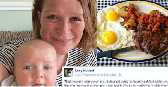 Fräck man ber en kvinna på en restaurang att ”få barnet att hålla käften” – Pappans reaktion CHOCKAR henne!