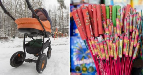 Maskerade ungdomar kastade smällare i barnvagnen! Vilka hemska människor!